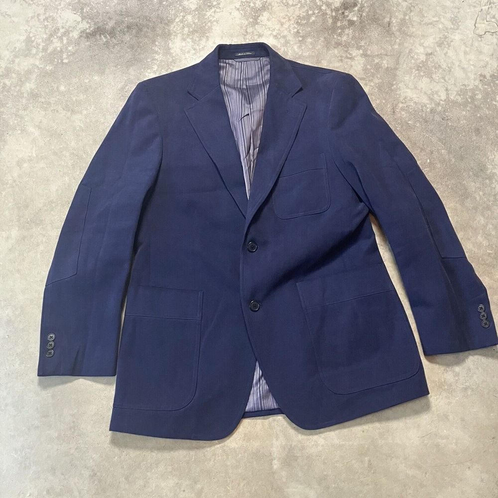 Ibiza Sport Coat Blazer Mens‎ 40R Sorrento Cotton Blue Single Breasted Jacket